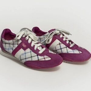 Coach Signature Kinsley Pink Authentic Sneakers Shoes Suede Canvas Size 5.5